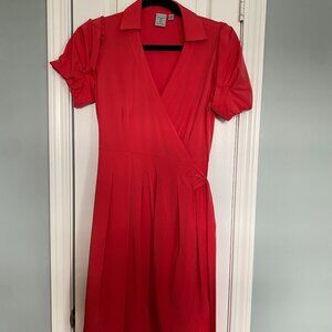 Tristan Red Fit & Flare Puff Sleeve Wrap Dress – Size S/P